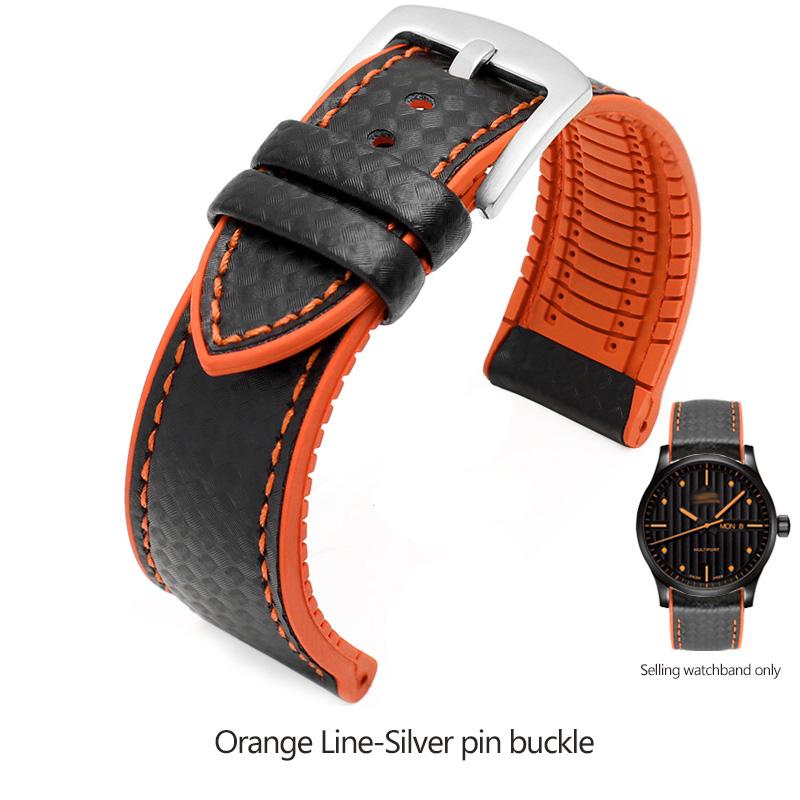 Silikonowy Pasek z Włókna Węglowego Wodoodporny Pasek do Zegarka dla Omega Speed Master Gumowy Zamiennik Męska Bransoleta Pasek 18mm 20mm 22mm 24mm