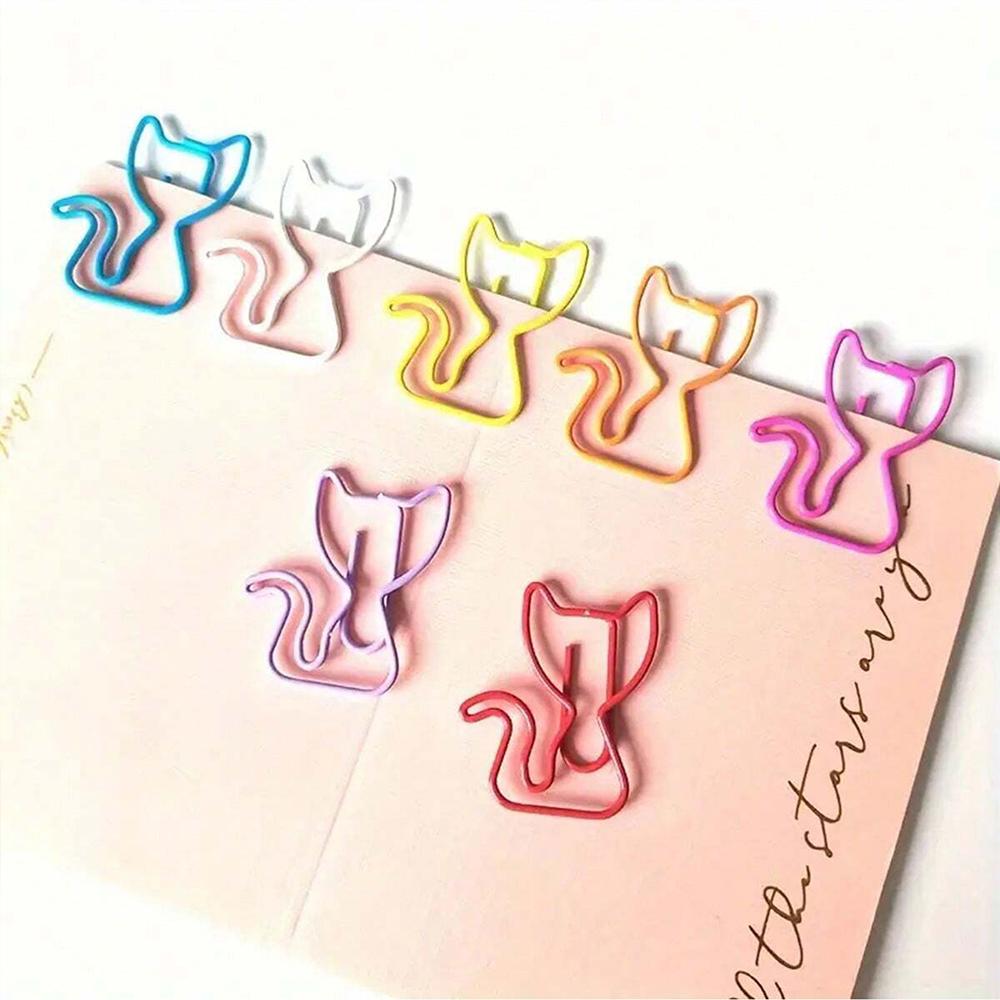 20 Pcs Metal Paper Clips Cat Dog Musical Notes Assorted Color Paperclips Bookmark Teacher Students Office Supplies