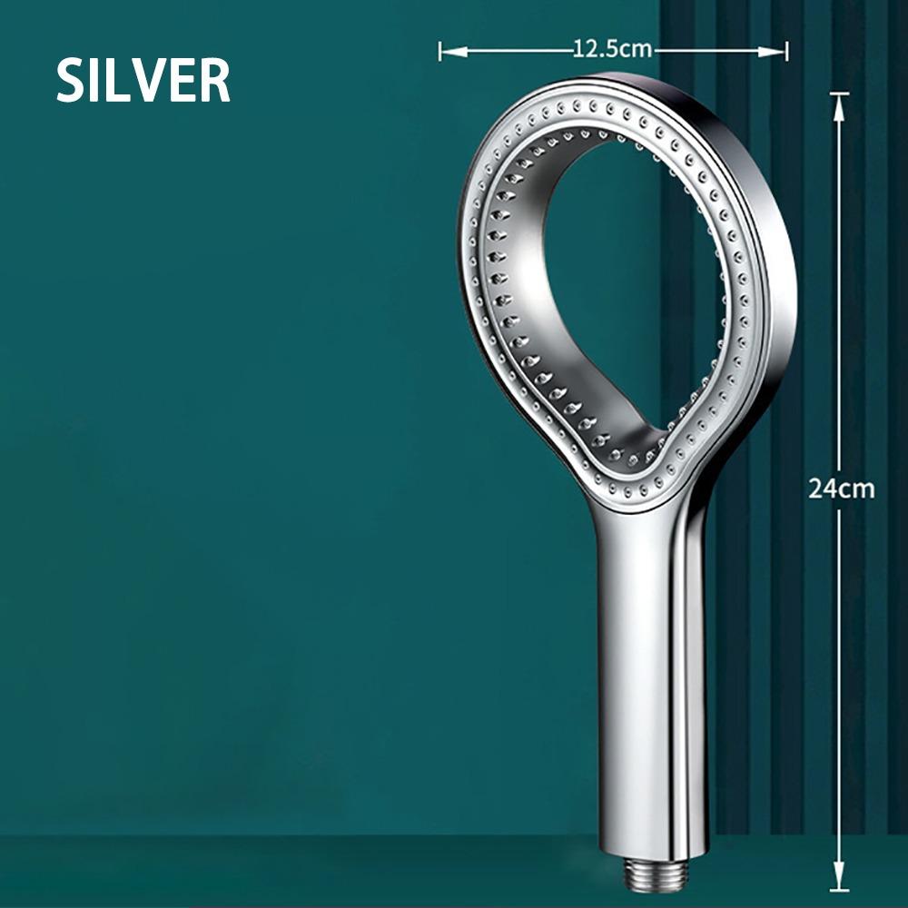

Ring Design High Pressure Shower Head Rainfall Spray Adjustable Spray Shower Head Easy Install Water Saving Booster Shower Head срібний