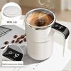 Automatic Stirring Mug with LED Temperature Display, Rechargeable Magnetic Coffee Cup with Lid - 12oz for Home or Office.