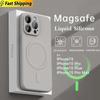 Luxury Official Magsafe Liquid Silicone Case For iPhone 15 14 13 12 11 Pro Max 15 Plus Mini Magnetic Wireless Charge Soft Cover