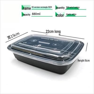 WS 1000ml Rectangular Disposable Takeout Containers with Lids