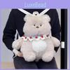 With Rabbit Bear Bib Plush Toy Backpack Stuffed Doll Cartoon Gift Decoration