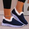 Cross-border new large-size low-top velvet cotton shoes women's foreign trade round head fly-woven wool mouth low-heeled foot shoes
