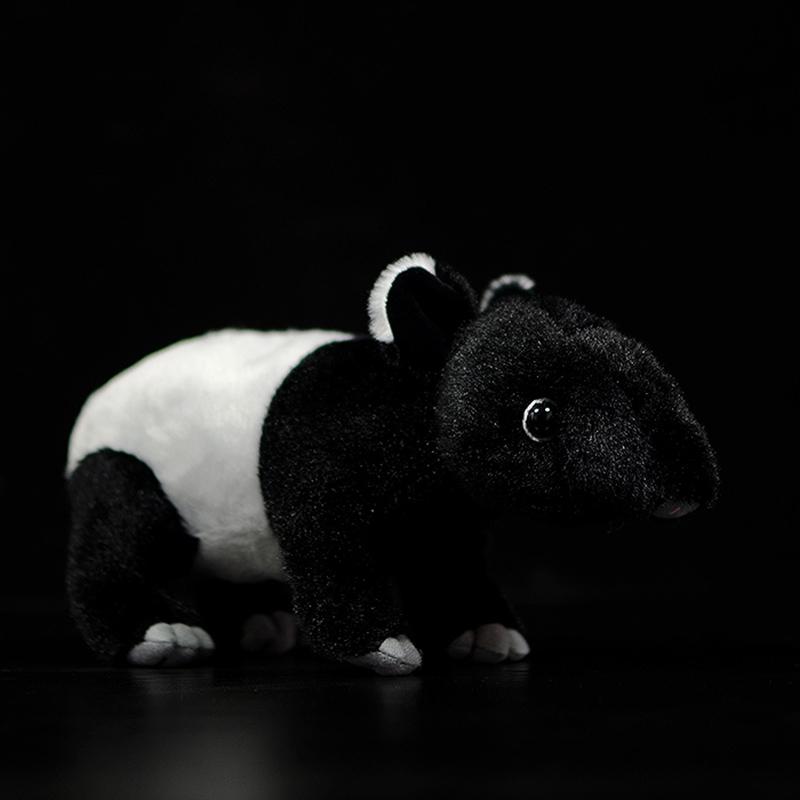 New Cute Asian Asiatic Tapir Stuffed Plush Toy Malayan Indian Tapir Doll Black Animals Simulation Real Life Soft Kids Child Gift Length 24 cm