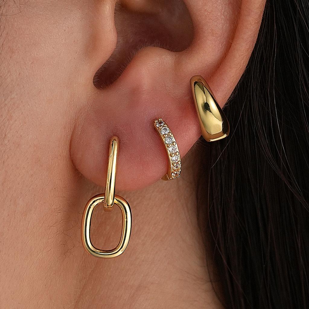 3 Pcs Exquisite Zircon Heart Earrings Set for Women Fashion Gold Plated Unique Cartilage Earring Piercing Daily Jewelry Gifs New