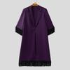 INCERUN Men Lapel Neck Long Sleeve Open Front Tassel Long Blazer Coats