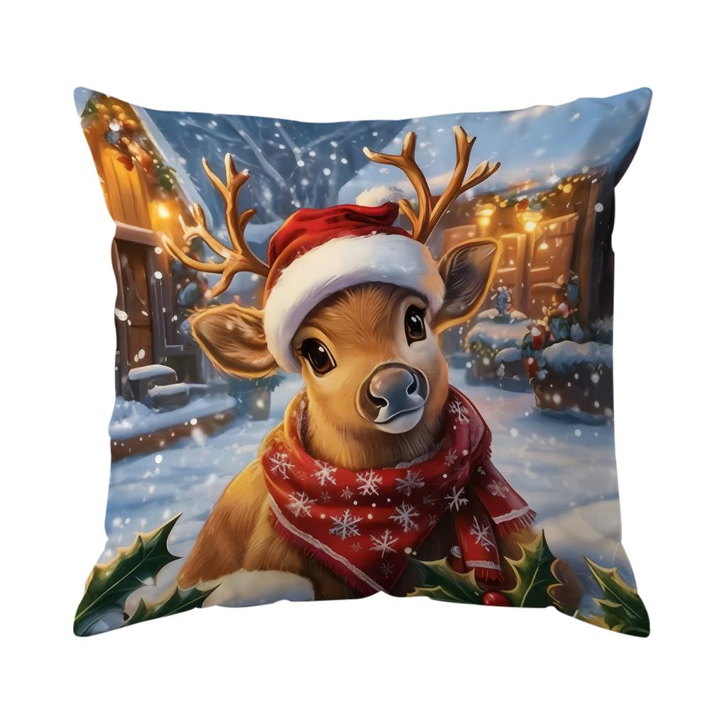 45X45Cm Christmas Themed Animals Pillowcase Bedroom Cushion Cover 100% Polyester Living Room Cushion Pillowcase Home Decor