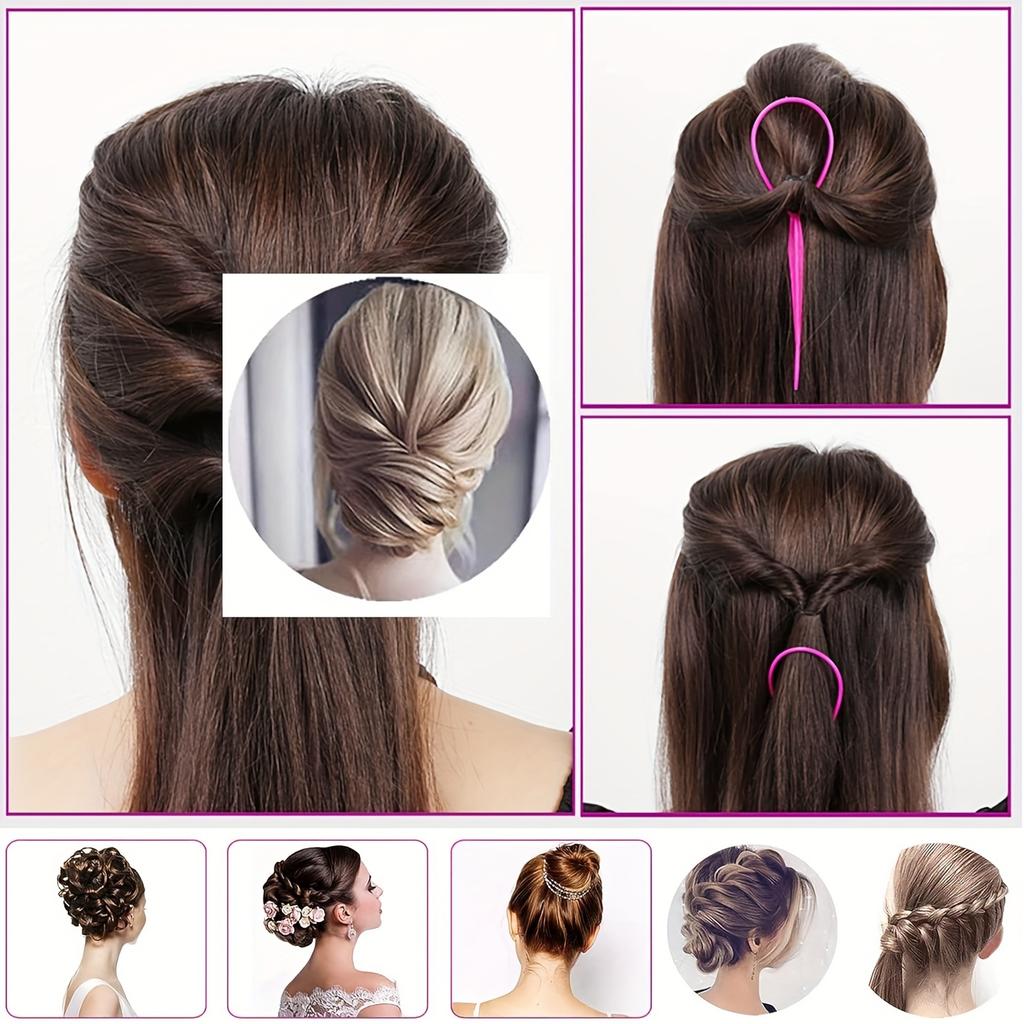4-piece WANMEI Headband Tool, Hair Braiding Tool with Mouse Tail Comb, Ponytail Headband Remover, Quick Styling Hair Accessory