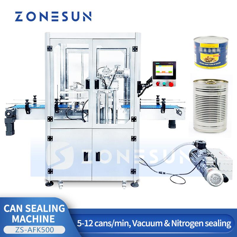 ZONESUN ZS-AFK500 Aluminum Caps Vacuum & Nitrogen Flushing Sealing Machine Industrial In-line
