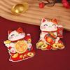 Festive Beckoning Cat Rotating Magnet for New Year - Wealth & Luck Decorative Sticker