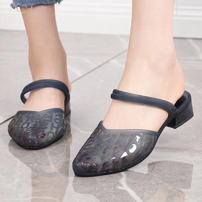 FHC Neue Damen Strandschuhe,Kristallsandalen,Gelee Sommer Niedrige Absätze,Spitze Zehenpartie,Zwei Tragevarianten,Blau,Lila,Rosa,Grün,Dropship