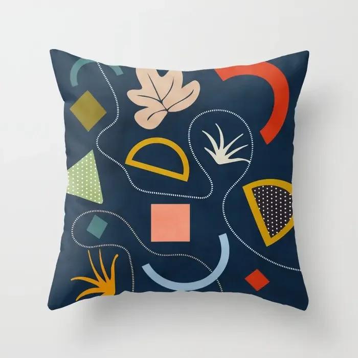 Federa per Cuscino Decorativa per la Casa Copricuscini Nordico Soggiorno Moderno Geometrico Astratto Nero