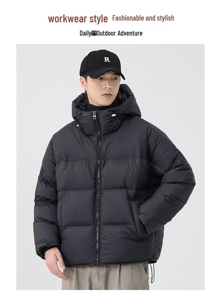 Men's 2025 Winter Hooded Down Jacket: Thick, Warm, Plus Size Casual Outerwear.