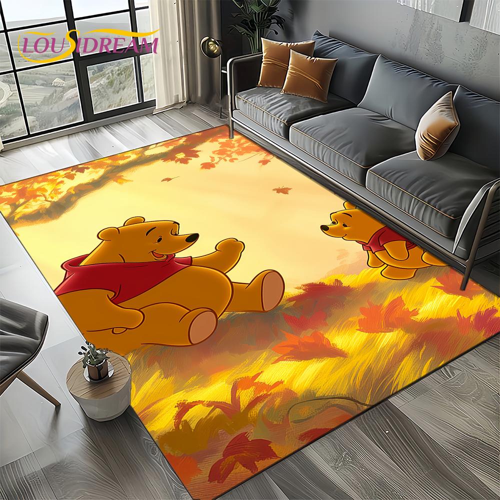Tappeto Tappetino Decorativo Tappeto Cartoon Orso Winnie Pooh Carino 3D per Camera da Letto Soggiorno Casa Divano, Gioco Bambino Decorazione Grande Tappetino Pavimento Regalo
