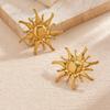 DIEYURO 316L Stainless Steel Golden Fashion Irregular Sun Rays Earrings For Women Trend Classic Waterproof Earrings Jewelry Gift