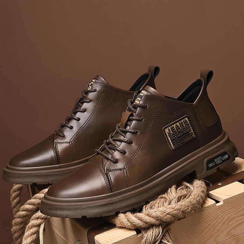 New Fashion Oxford Shoes Man Genuine Leather Casual Shoes Lace Up Office Style Business Shoes Classic Men's Sneakers Ankle Boots