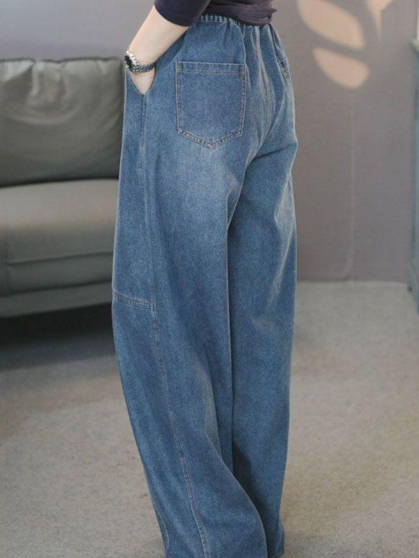 2026 Retro High-Waisted Plus Size Women's Wide-Leg Jeans