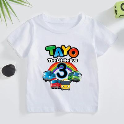 Tayo the Little Bus 19 Digital Truck Print Summer Cute Cotton Comfortable Childrens Short Sleeved Top