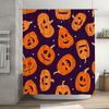 Purple Halloween-themed shower curtain with orange jack-o'-lanterns 3D printing technology for waterproof bathroom decorationAli