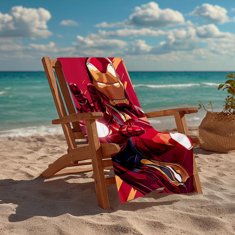 Ultra-Soft Beach Towel with Iron-Man Theme,Ideal for Pool - Camping, Diving - Perfect Travel Essential, Vibrant Beach Towel.