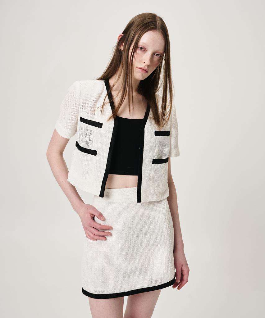 Etmont Summer Tweed Mini Skirt, White