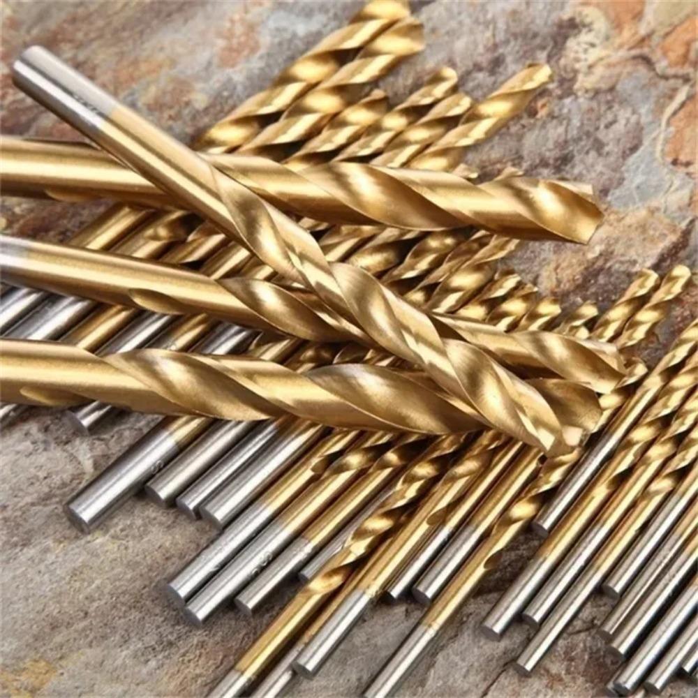 50pcs Professional Titanium Coated Drill Bits High Speed Steel Drill Bits Set Tool High Quality Drilling Tools