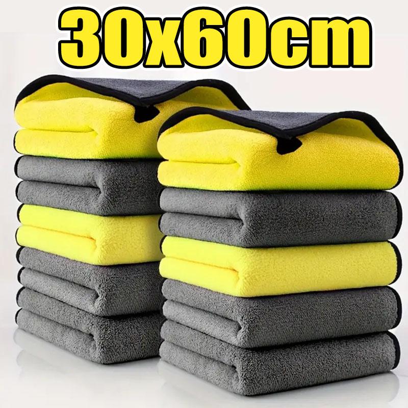 1/10pcs Microfiber Towels Thicken Car Cleaning Towels Soft Drying Cloth Washing Towels Double Layer Clean Rags Car Accessories