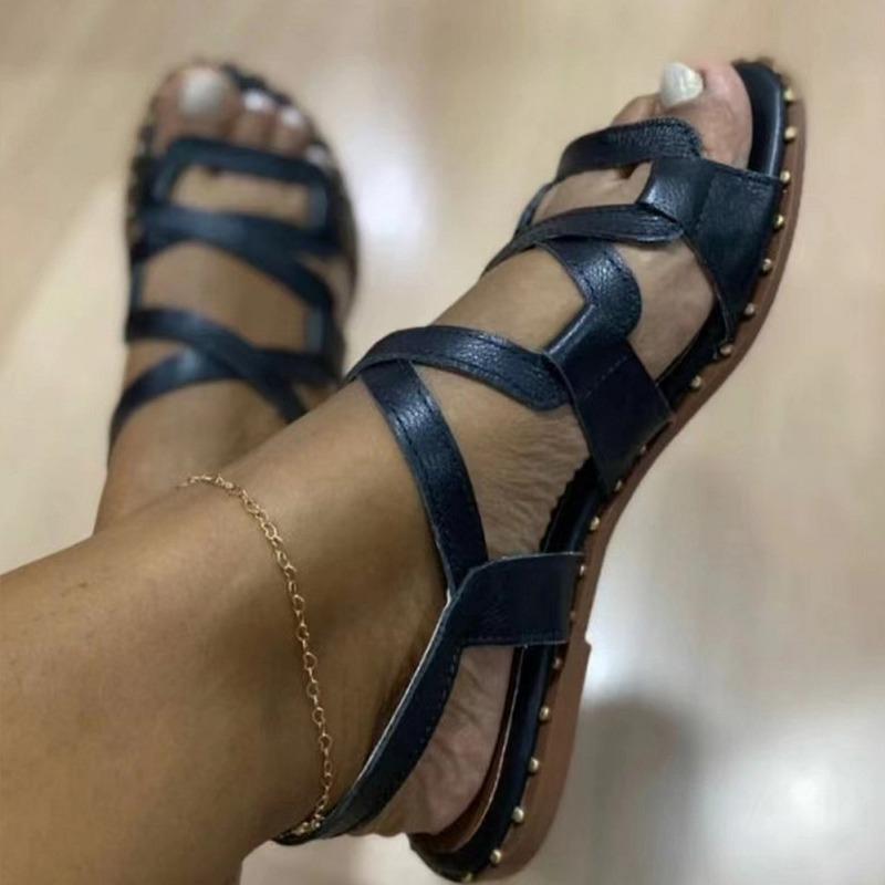 Women Sandals 2025 New Gladiator Summer Sandals Flat Shoes Women Rome Style Summer Chaussure Femme Flats Women Summer Footwear