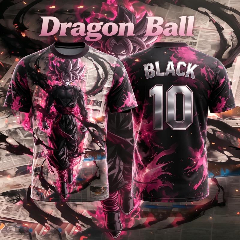 Letní tričko s dresem 2026 Dragon Ball Super Black Goku č. 7, 3D tištěný AI tisk, Exkluzivní dárek pro fanoušky Dragon Ball