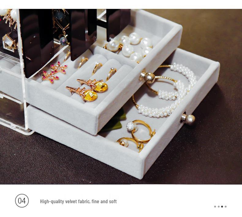 Acrylic Dustproof Earrings & Jewelry Organizer Box with Hanging Rack