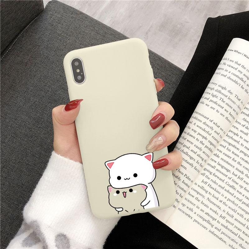 Cute Couple Cat Cover For Samsung Galaxy A50 A51 A52 A72 A10 A11 A12 A20 A30 A31 A32 A22 A40 A41 S9 S10 S20 FE S21 Plus TPU Case