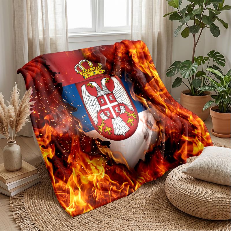 Coperta in Flanella Stampata Serbia Amica della Pelle Calda Decorativa Plaid per Divano Letto Interno Uso Quotidiano