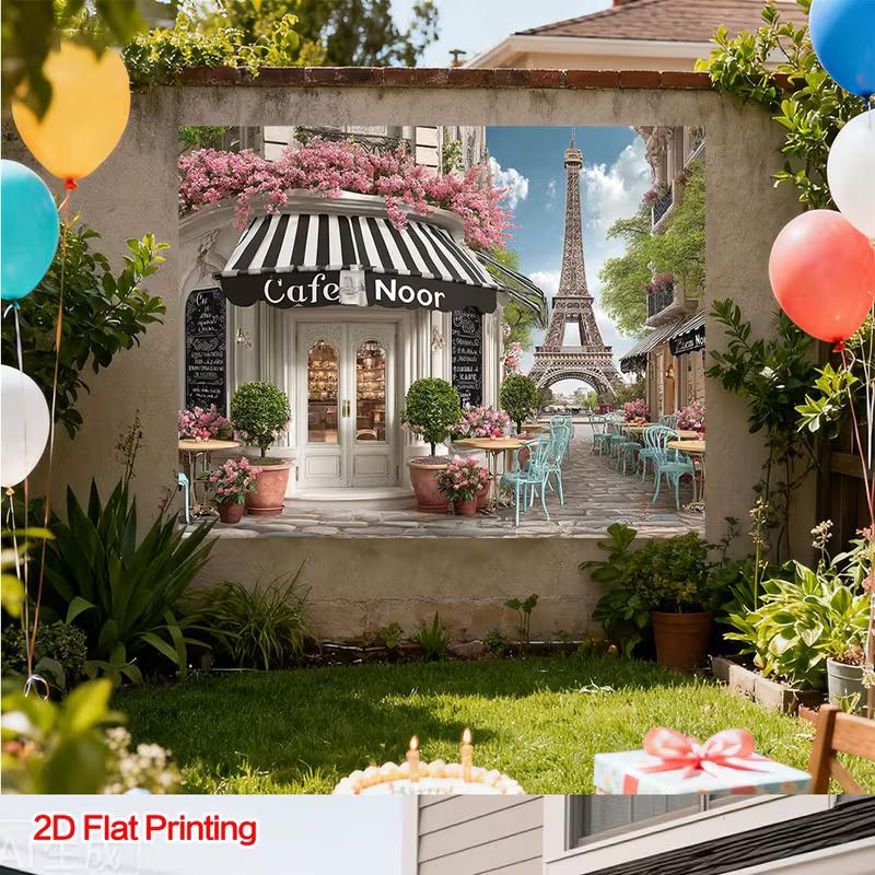 2D Paris Café Noor Fotografie Hintergrund mit Eiffelturm
