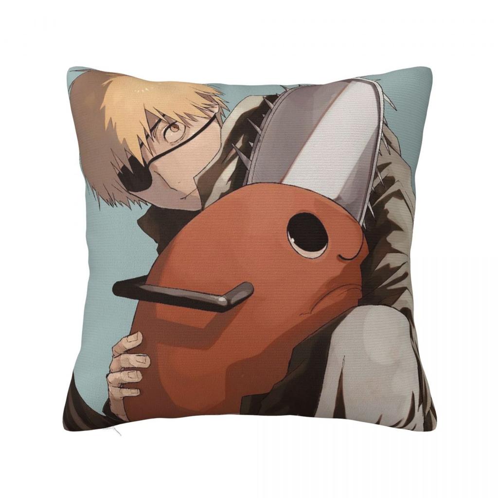 Anime Chainsaw Man Square Pillow Covers Bed Car Cushion Cover Creative Throw Pillow Case