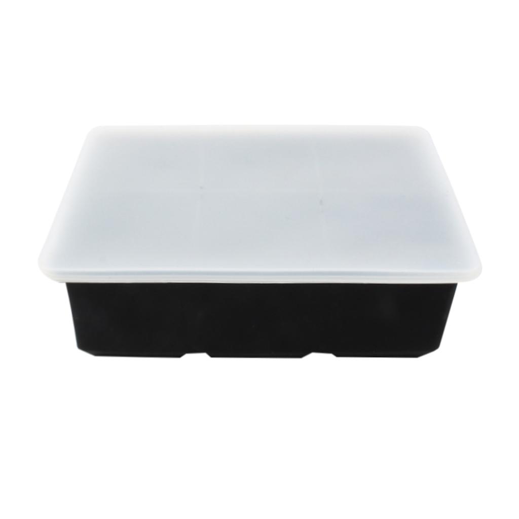 1Pcs Ice Cube Trays Large Size Flexible 6 Cavity Ice Cube Square Molds with Lid for Whiskey and Cocktails Keep Drinks Chilled