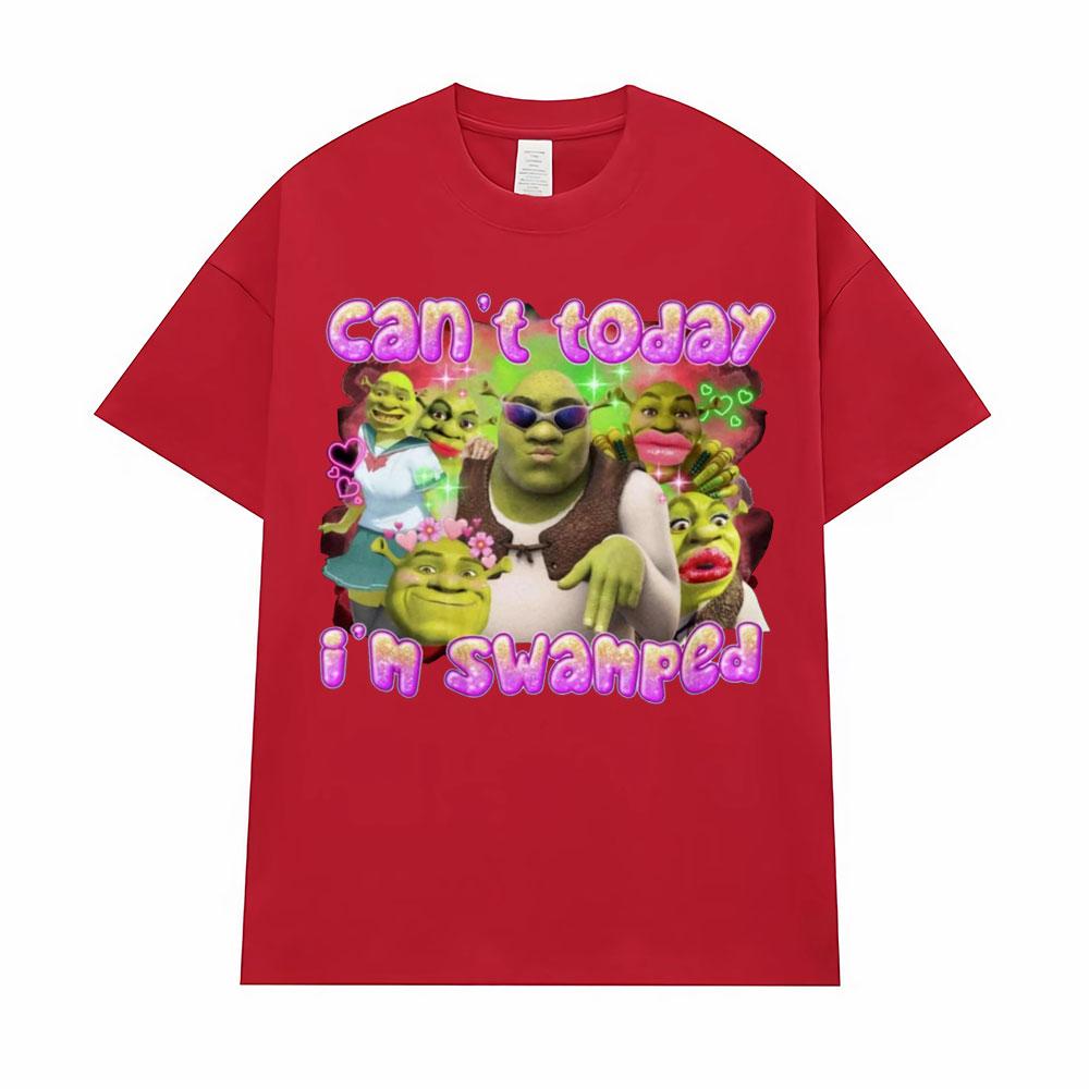 New Cant Today Im Swamped Funny Shrek Meme T Shirt Mens Clothing Fashion Hip Hop High Quality Summer Casual Tshirts Unisex S
