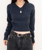 Atiseuteukeompeullegseu Artist Baby Alpaca V-Neck Knit (Navy)