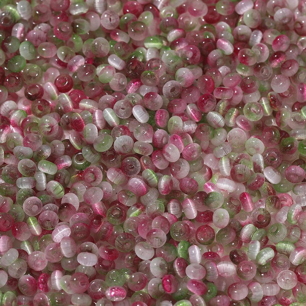 About 2 * 4mm Glass Two-color Cat's Eye Beads, DIY Bracelet Beaded Jewelry Accessories
