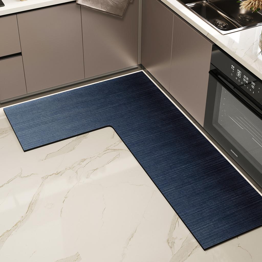 Simple And Gradual Change L-Shaped Kitchen Floor Mat, Water-Absorbing Oil-Absorbing Quick-Drying Floor Mat, Dirt-Resistant And Wear-Resistant Anti-Ski