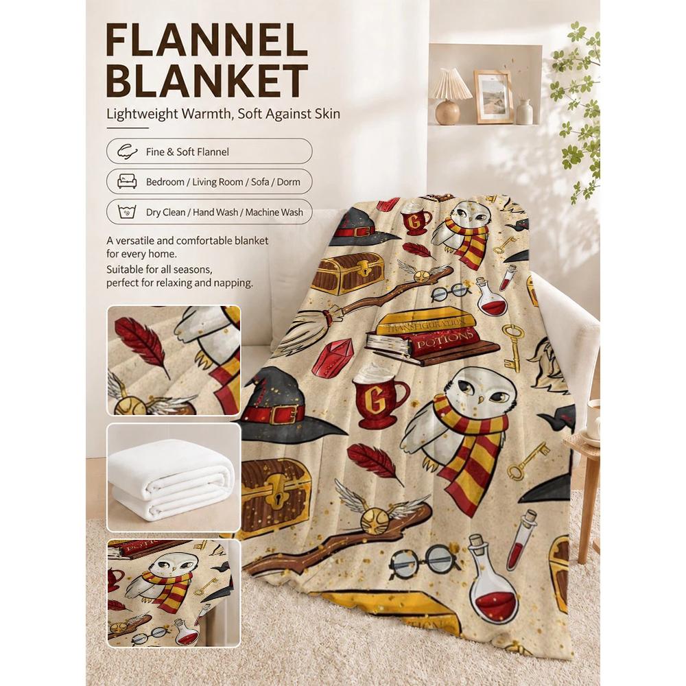Hogwarts Magical Essentials Theme Blanket Fluffy Plush Throw Blanket For Living Room Gaming Room Home Party Decor Christmas Gift