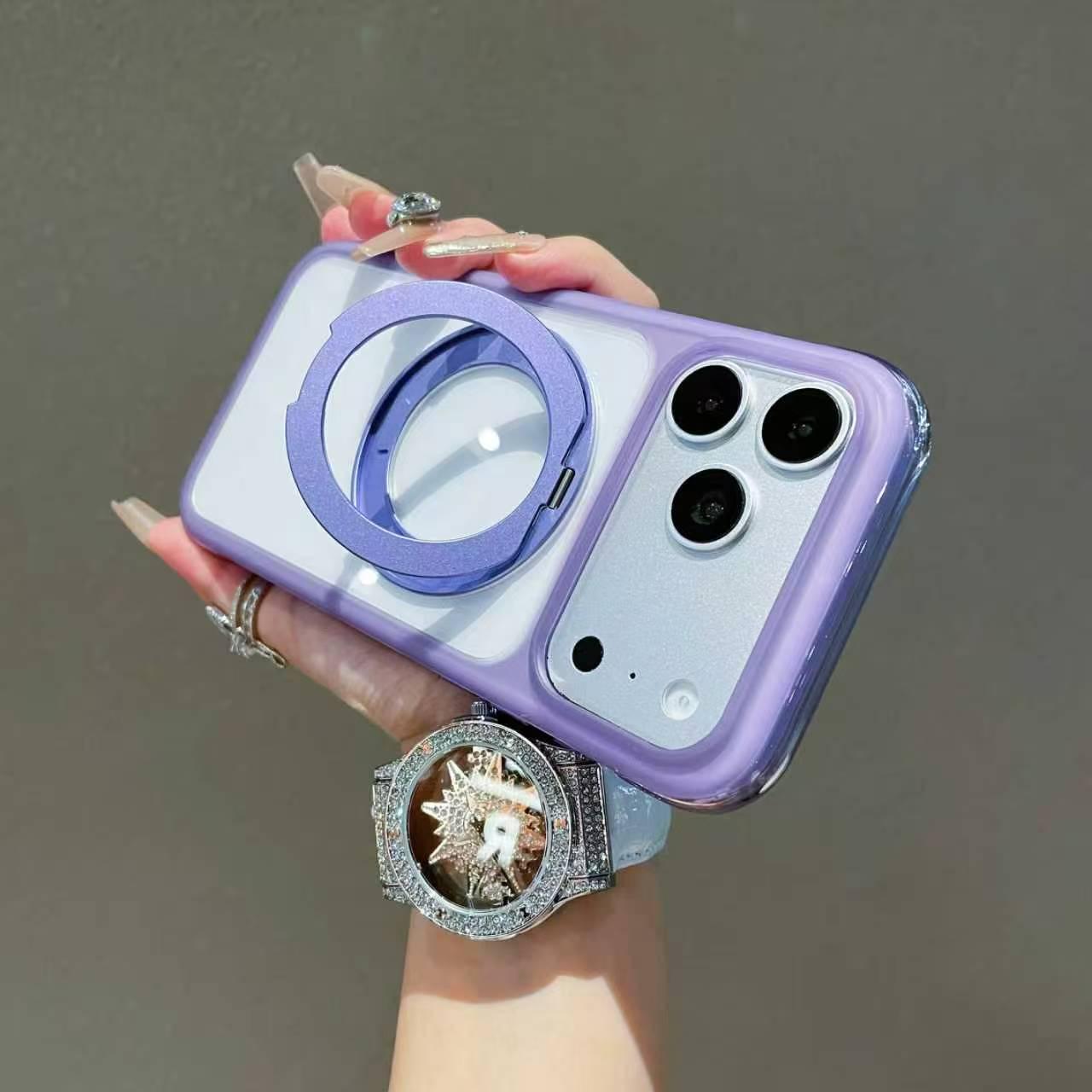 

Airbag Drop-Proof Dual-Color Magnetic Stand Case for iPhone 17 Pro Max 17 Pro светло-фиолетовый