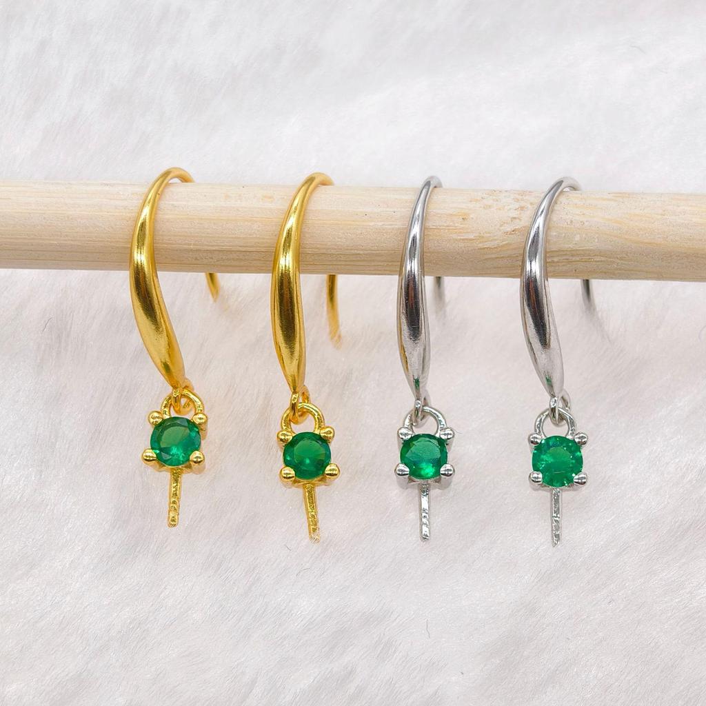 Sterling Silber S925 Ohrring-Rohlinghalter für DIY Jade-, Achat- & Bernstein-Schmuck