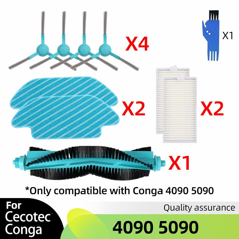 For Cecotec Conga 4090 4490 4690 5090 5490 6090 Robot Vacuum Cleaner Parts Roller Main Side Brush Hepa Filter Mop Rag Accessory