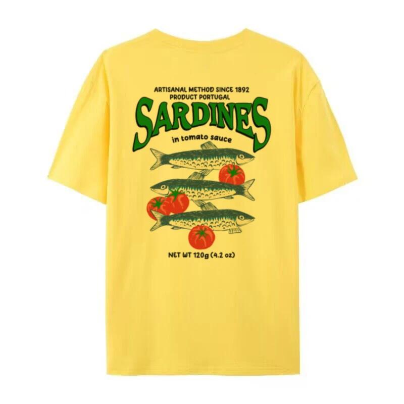 

Women Summer Retro Portuguese Sardine TShirt Oversized Y2k Streetwear Graphic Tees Aesthetic Foodie Shirt Unisex Vacation Tops 4XL