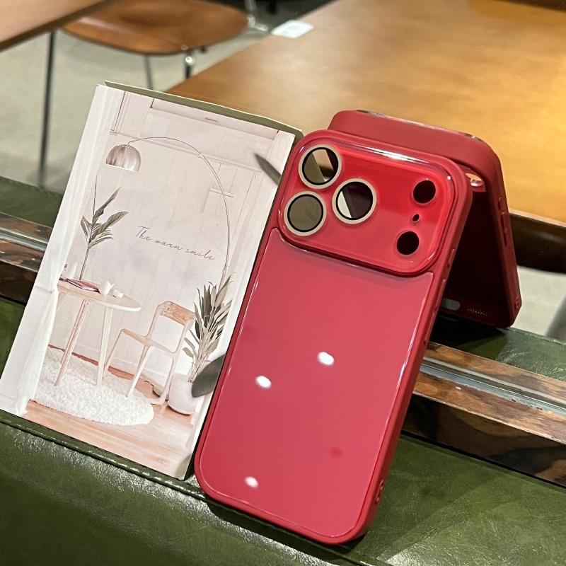 Custodia a Finestra Grande in Vetro Temperato a Specchio di Lusso per iPhone 17 16 15 14 13 12 11 Pro Max Protezione Lente Cover Telefono Antiurto