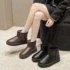 Snow boots for men and women 2025 winter new cotton shoes for women, thickened and piled fur, non-slip integrated waterproof leather surface to keep w