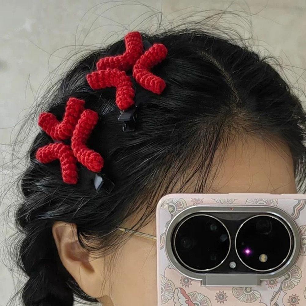 2er-Pack Plüsch Wütende Ente Haarspange Wassertropfen Häkeln Wollmütze Personalisierter Stil Kreative Haarspangen