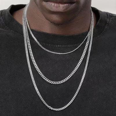 Hip Hop Kubanische Kette Halskette Rock Edelstahl Basis Kette Herren Halskette Einfache Halskette Für Frauen Mode Party Schmuck
