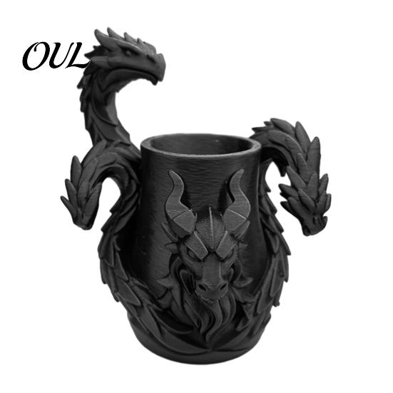 3D Printed Desk Organizer Three-Headed Dragon Pen Holder, Fantasy Organizer, Decorative Flower Vessel Realistic Scale Details Ornament for Pens